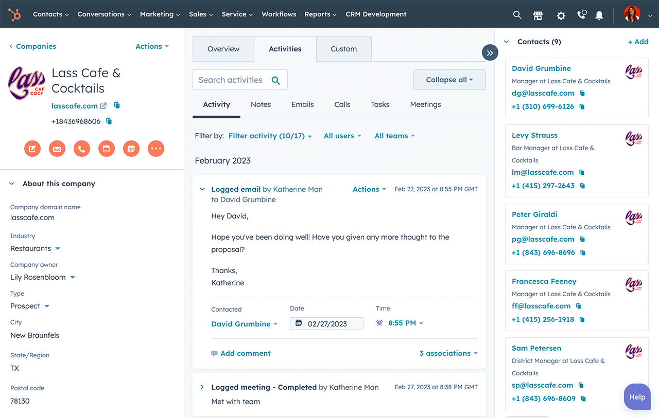 HubSpot Contact Record Screenshot
